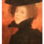 Etude de tête Féminine sur fond rouge – 1897-1898 de Gustav Klimt