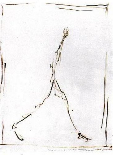 Alberto Giacometti, L’homme qui marche. Huile sur papier